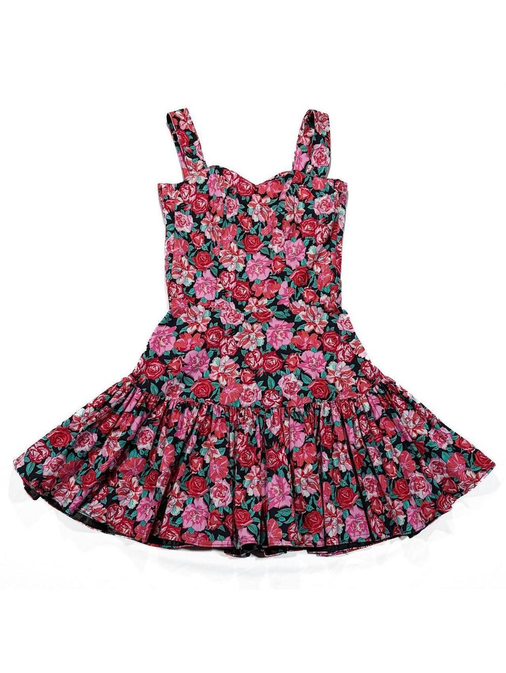 Vintage Laura Ashley Dress Mini 80s Floral Ruffles Layers Drop Waist Coquette